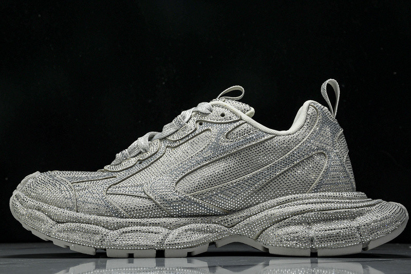 Ba1en*iaga women''s 3xl sneaker with rhinestones in light grey