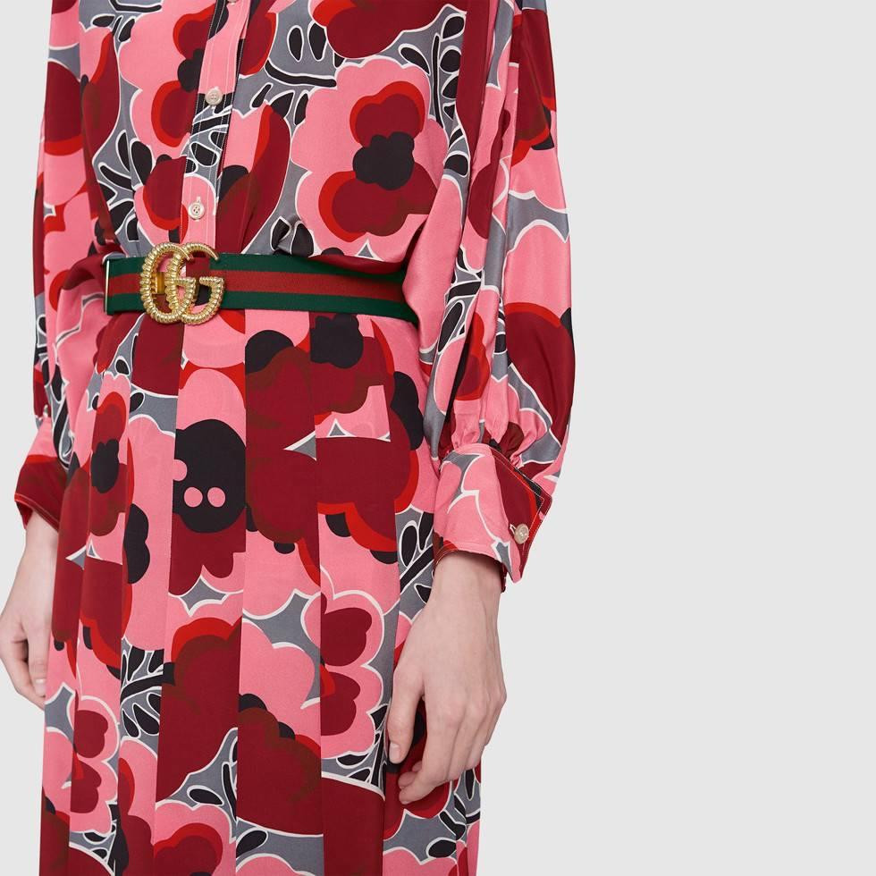 G*u*i web elastic belt with torchon double g buckle 524101