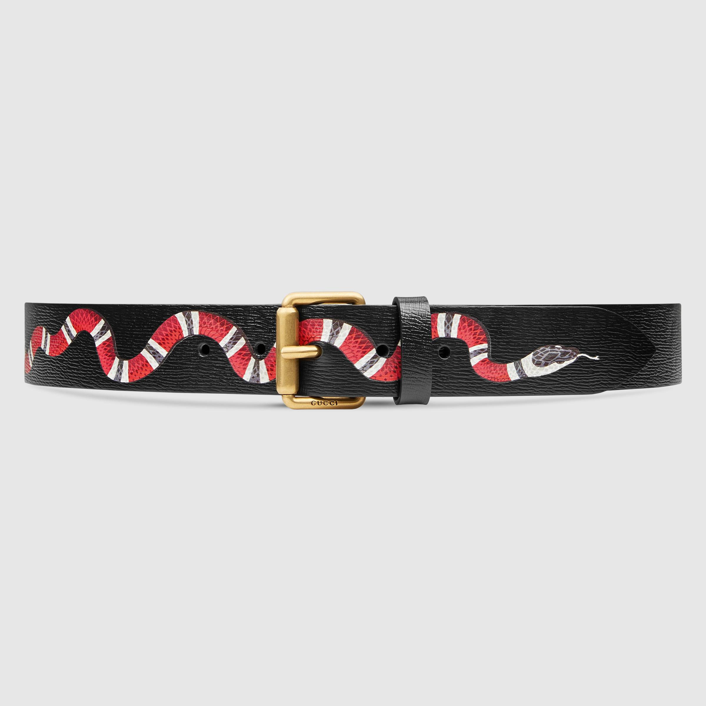 G*u*i leather belt with kingsnake 434520