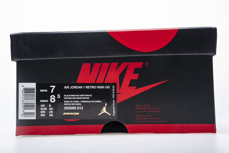 air jordan 1 retro high og shadow black gray 555088-013