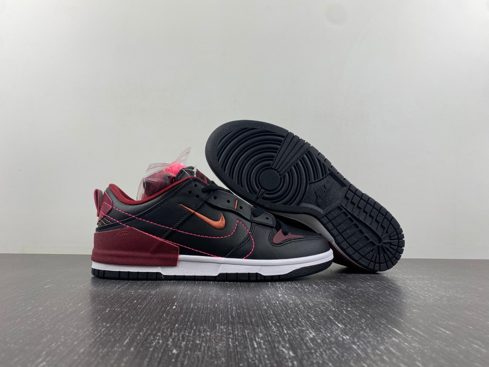 nike dunk low disrupt 2 black dark beetroot (women