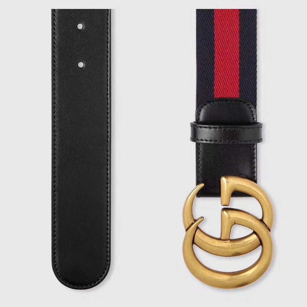 G*u*i gg buckle striped webbing belt w12080-2