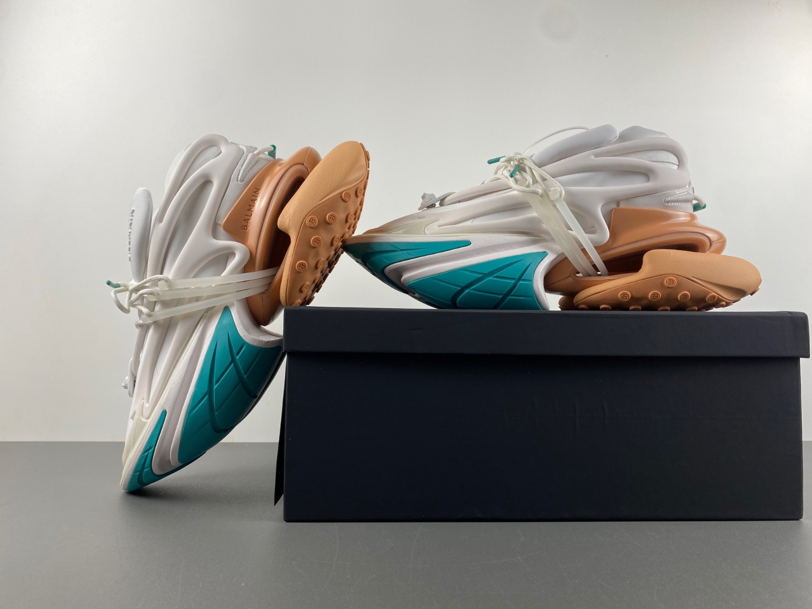 balmain neoprene and leather unicorn low-top sneakers