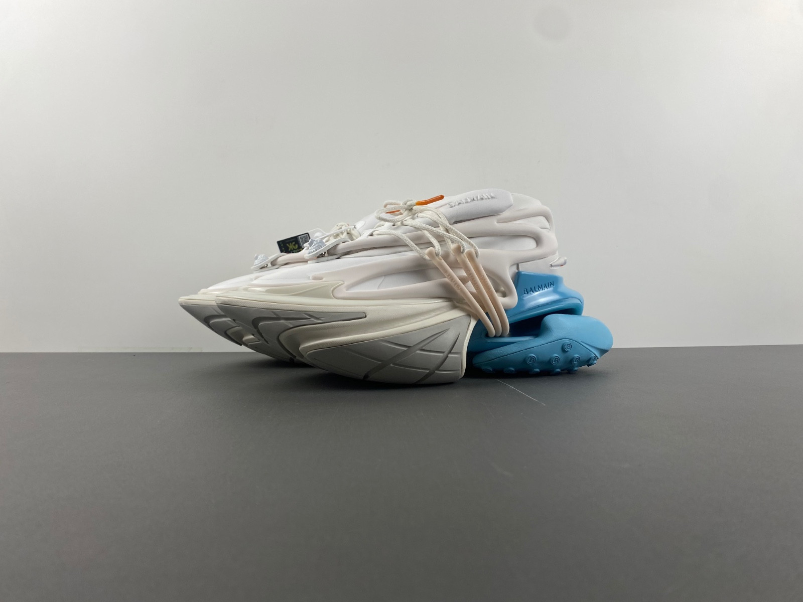 balmain neoprene and leather unicorn low-top sneakers