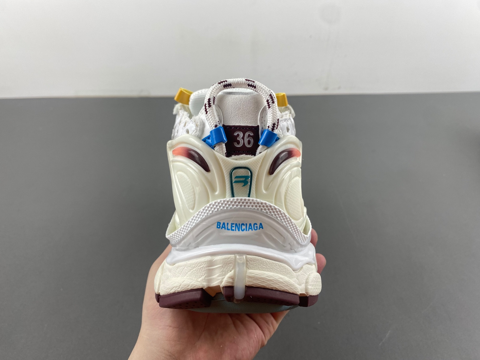 Ba*len*cia*ga runner sneaker in white/yellow/pink/blue