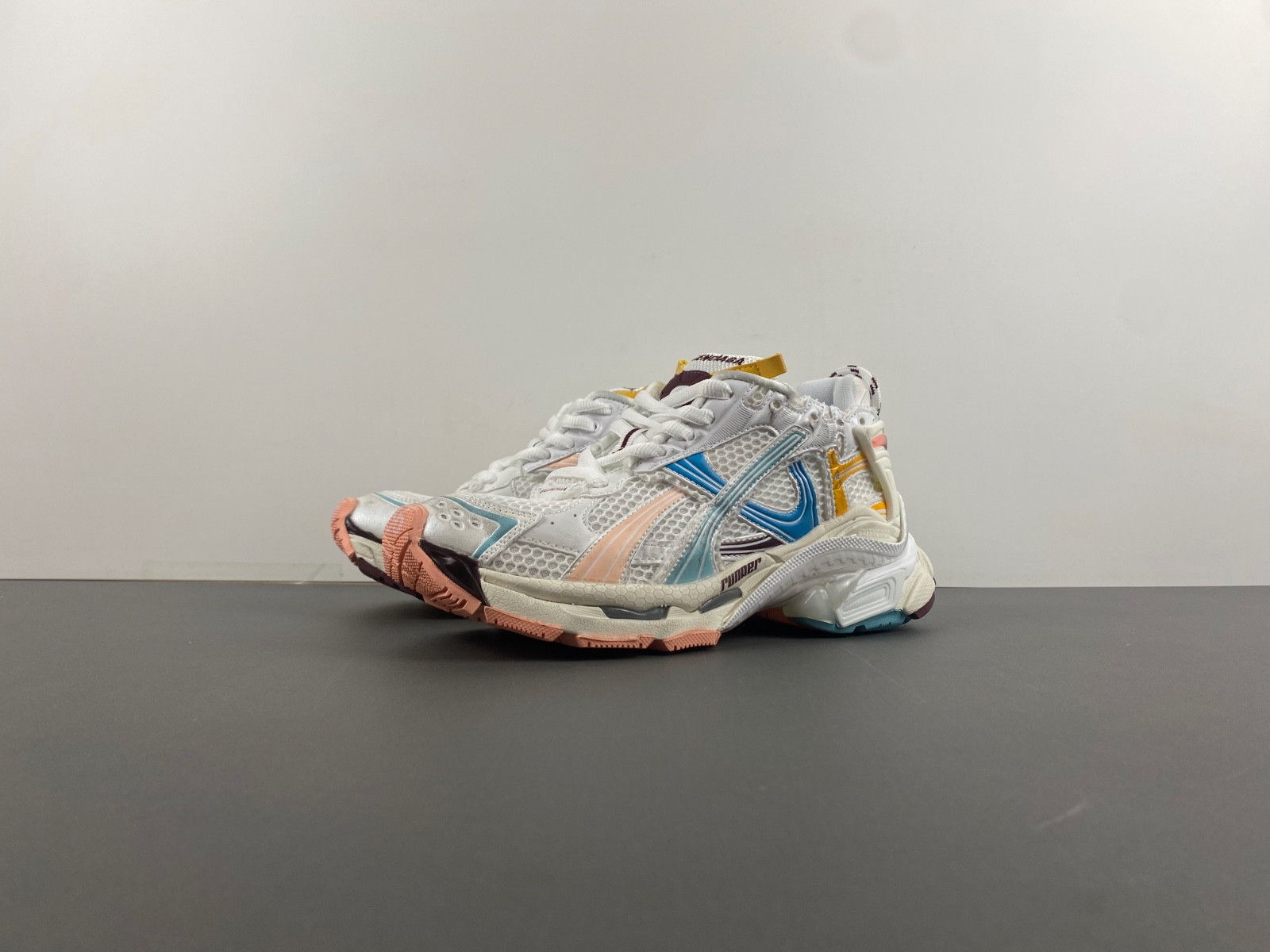 Ba*len*cia*ga runner sneaker in white/yellow/pink/blue