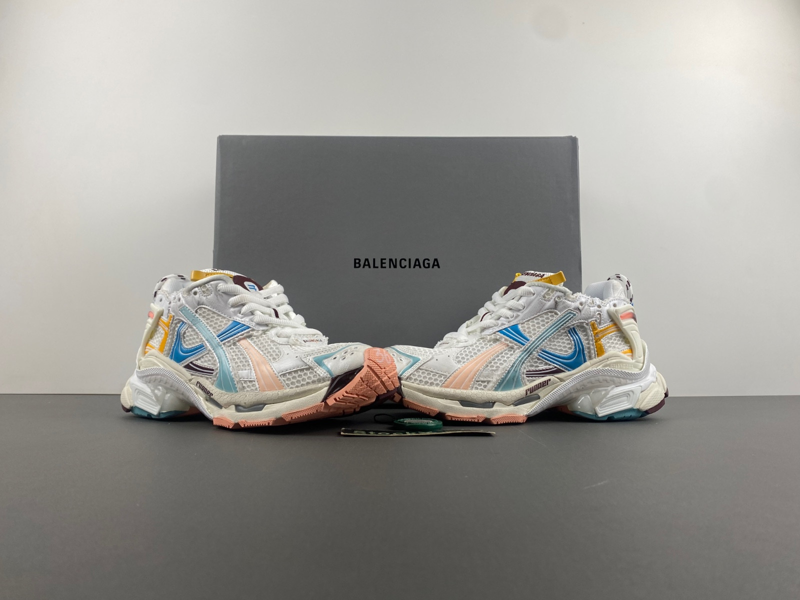 Ba*len*cia*ga runner sneaker in white/yellow/pink/blue