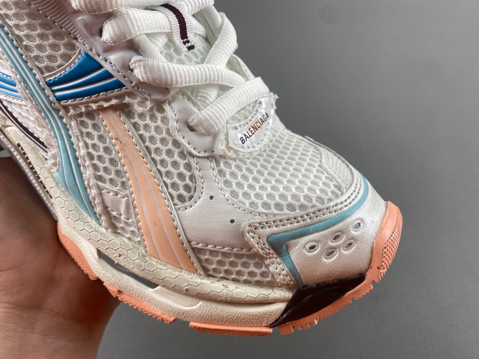 Ba*len*cia*ga runner sneaker in white/yellow/pink/blue