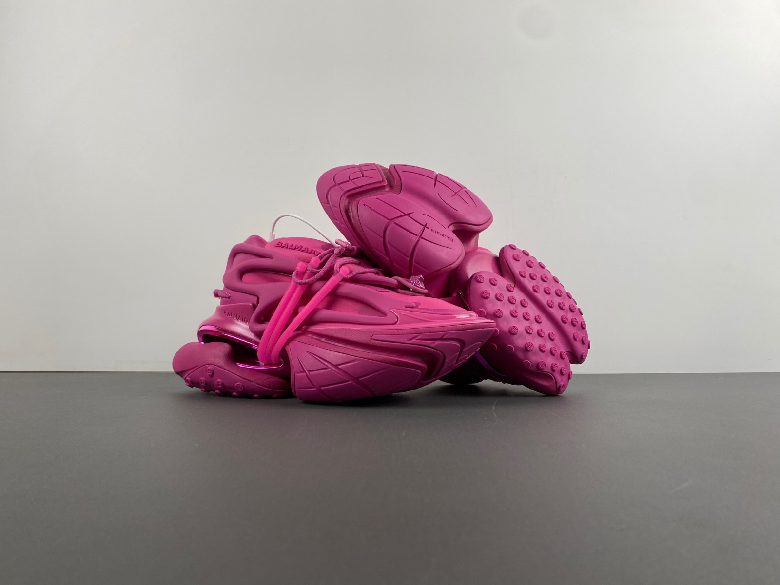 balmain neoprene and leather unicorn low-top sneakers