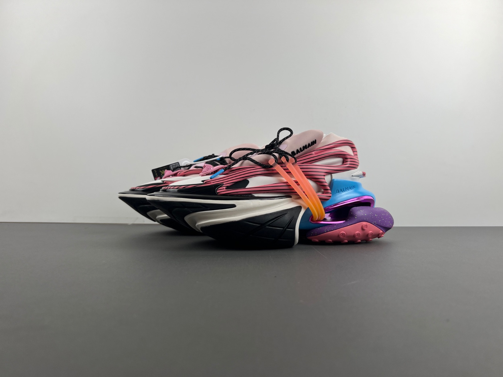 balmain neoprene and leather unicorn low-top sneakers