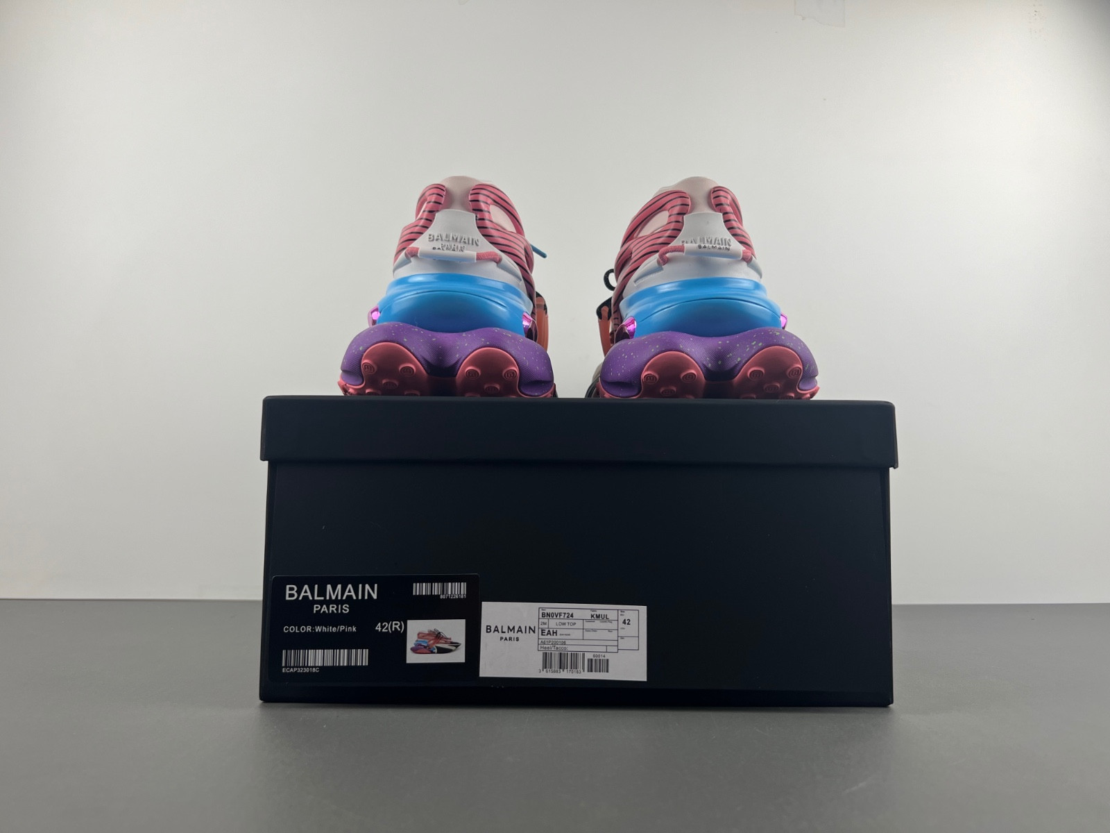 balmain neoprene and leather unicorn low-top sneakers