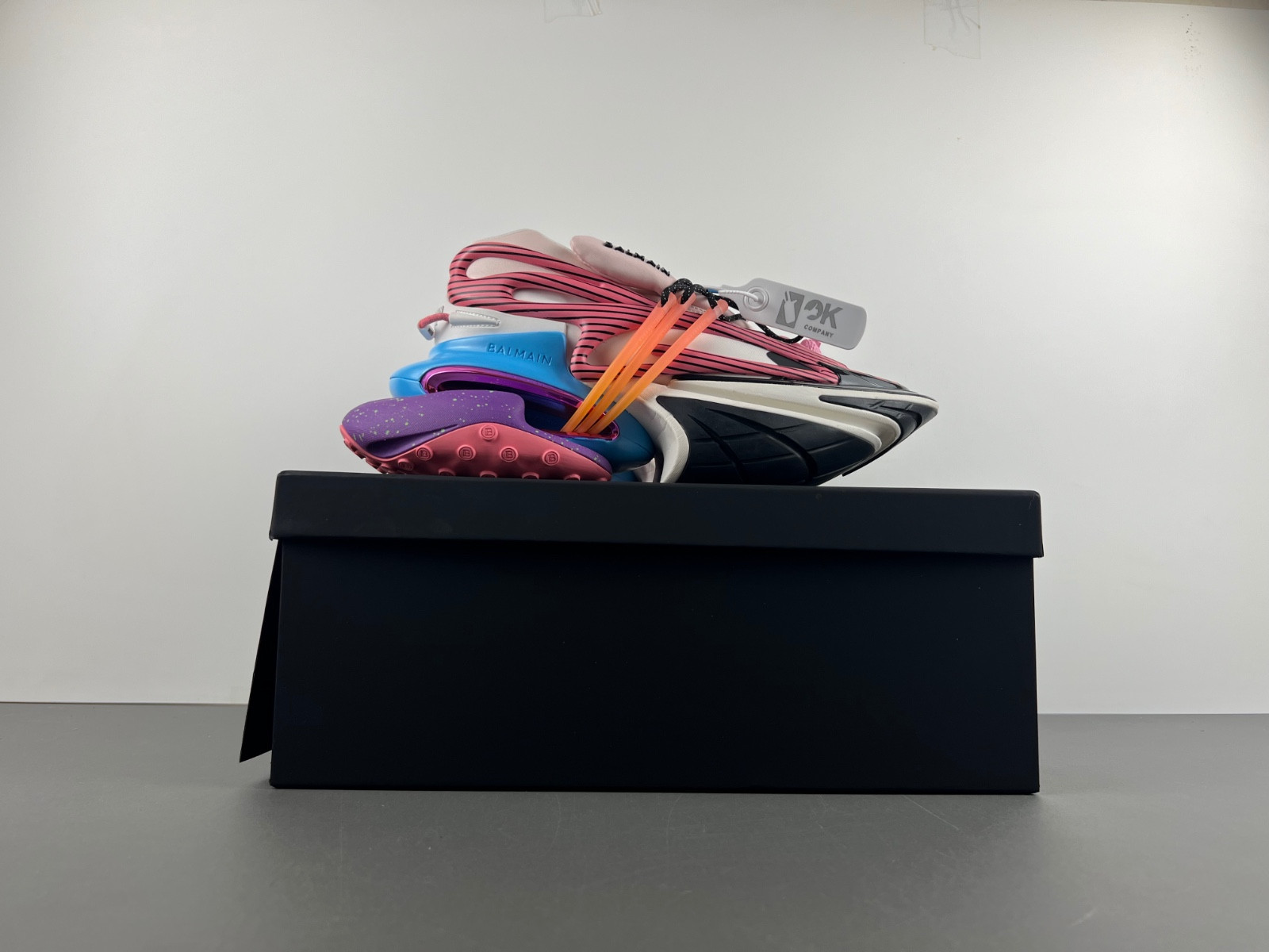 balmain neoprene and leather unicorn low-top sneakers