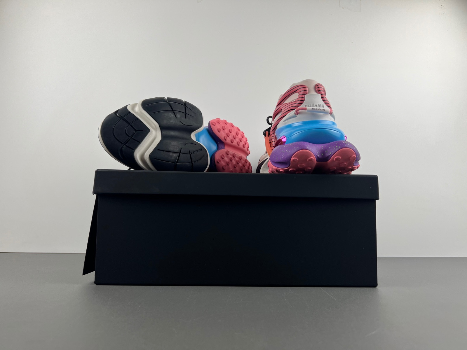 balmain neoprene and leather unicorn low-top sneakers