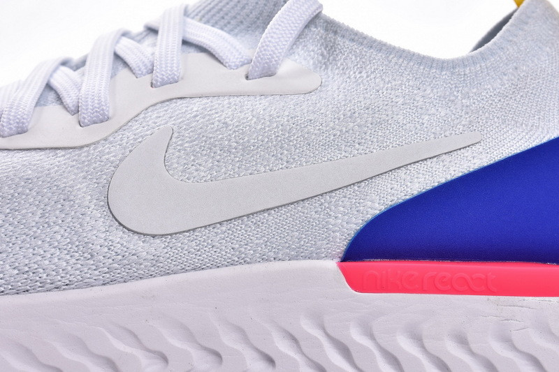 nike epic react flyknit white racer blue pink blast aq0067-101