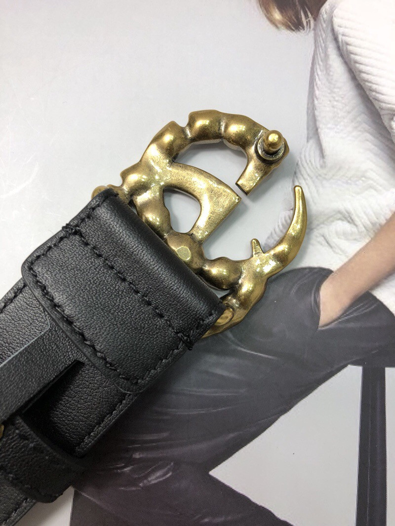 G*u*i leather belt with crystal double g buckle 513183