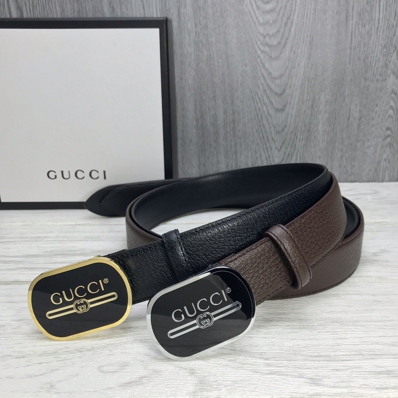 G*u*i leather belt with G*u*i print buckle 547754