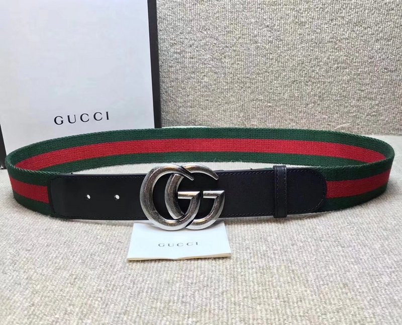 G*u*i gg buckle striped webbing belt w12080-1
