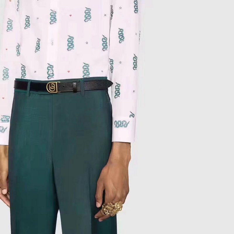 G*u*i ‎leather belt with framed double g 495128