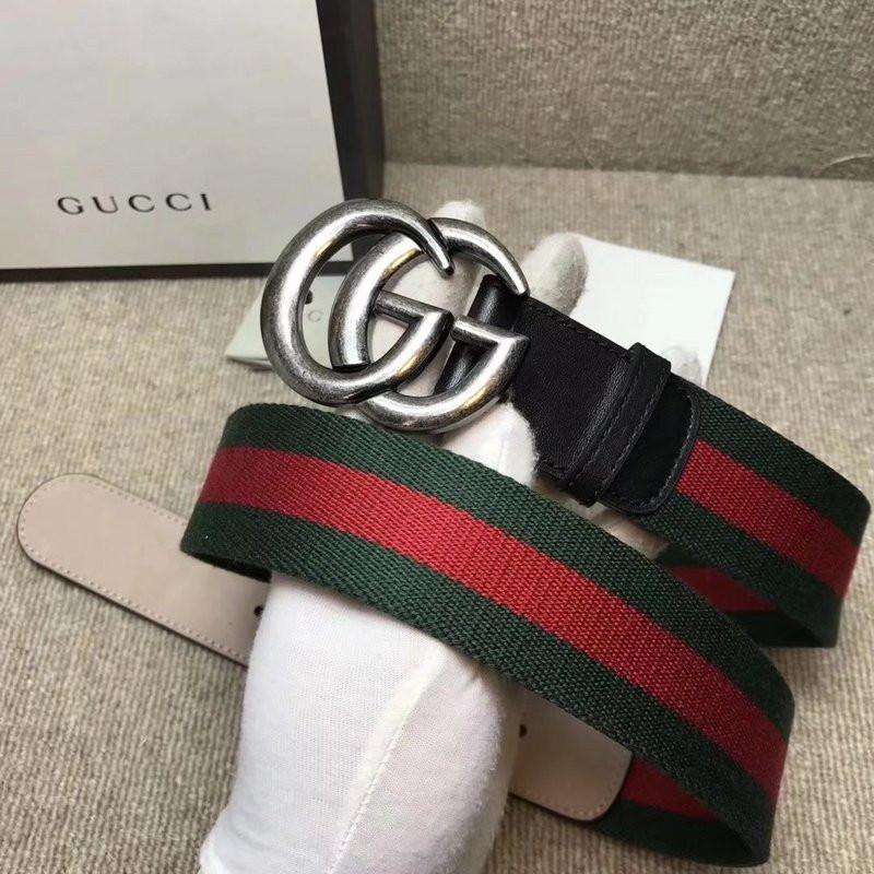 G*u*i gg buckle striped webbing belt w12080-1