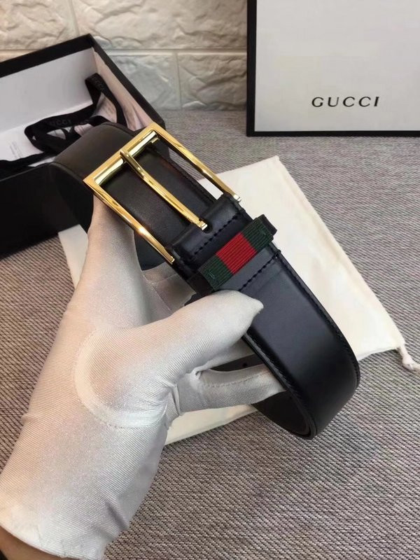 G*u*i leather belt with web w495125