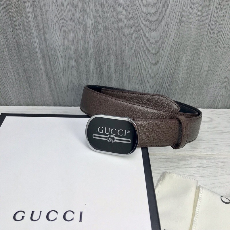 G*u*i leather belt with G*u*i print buckle 547754