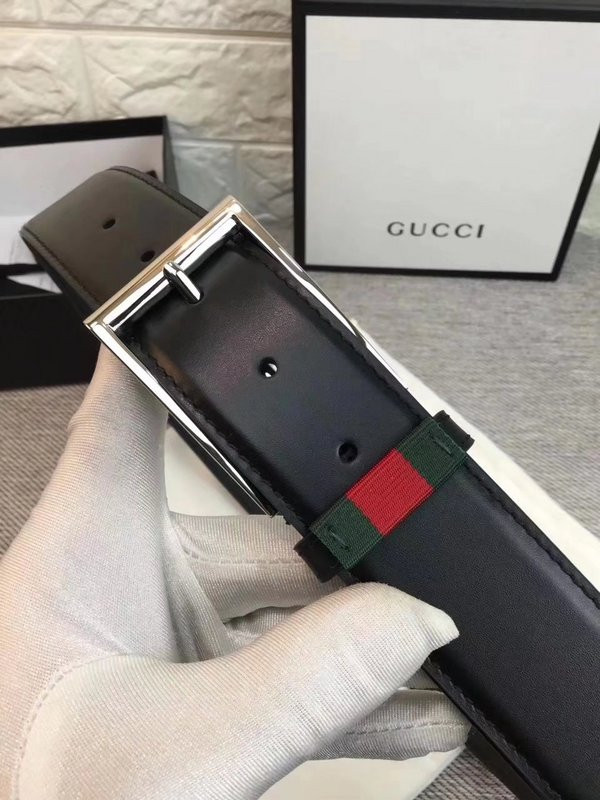 G*u*i leather belt with web w495125