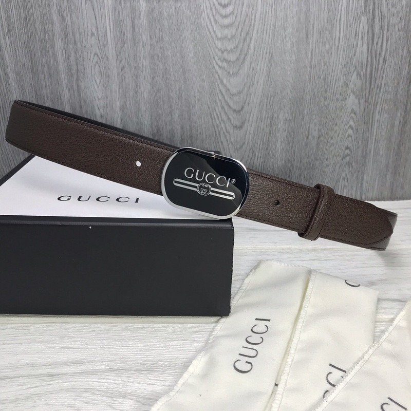 G*u*i leather belt with G*u*i print buckle 547754