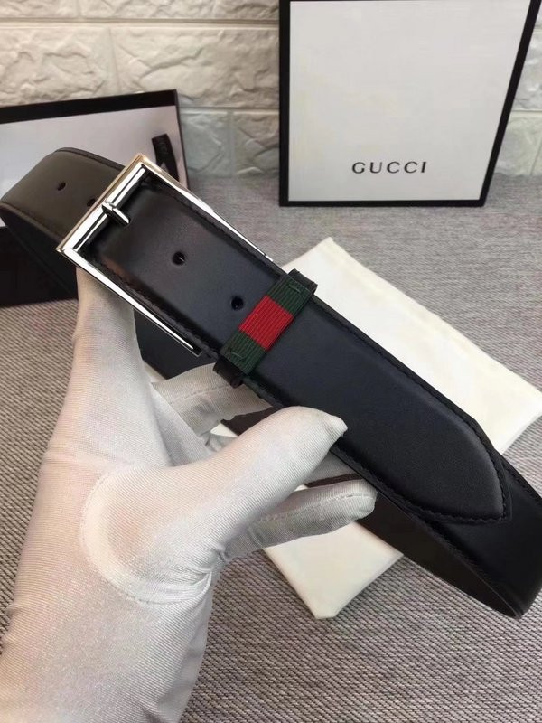 G*u*i leather belt with web w495125