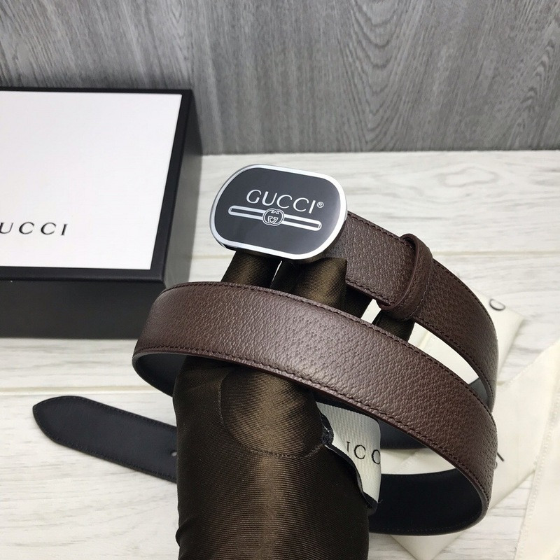 G*u*i leather belt with G*u*i print buckle 547754