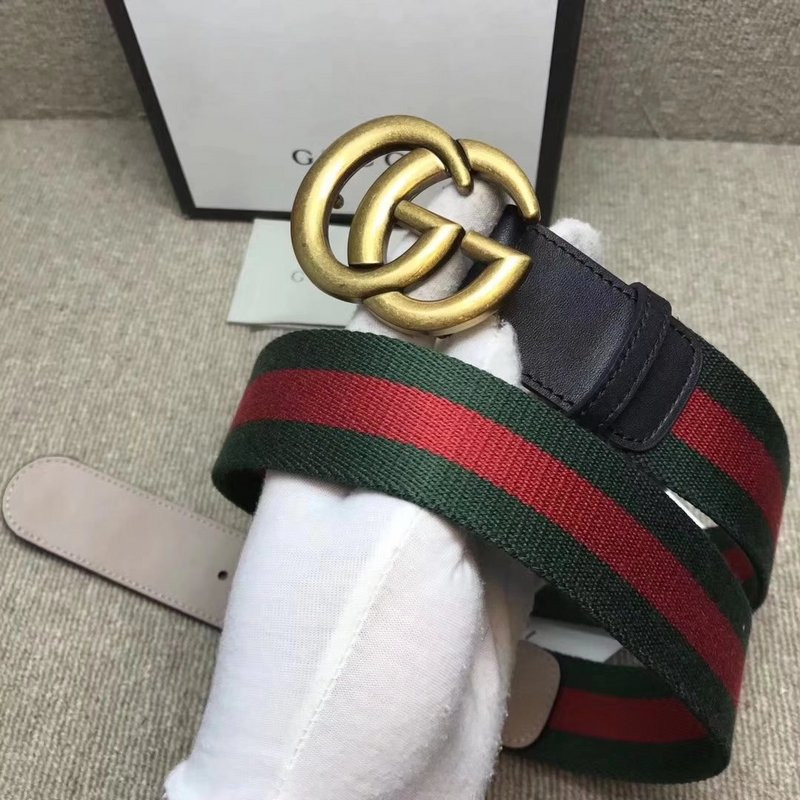 G*u*i gg buckle striped webbing belt w12080-1