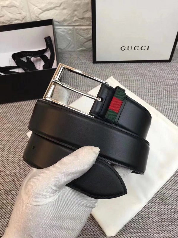 G*u*i leather belt with web w495125