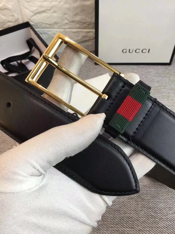 G*u*i leather belt with web w495125