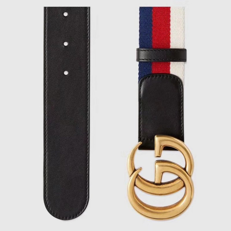 gg buckle striped webbing belt w12080