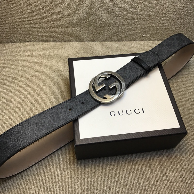 G*u*i interlocking g buckle high-grade artificial canvas belt 411924