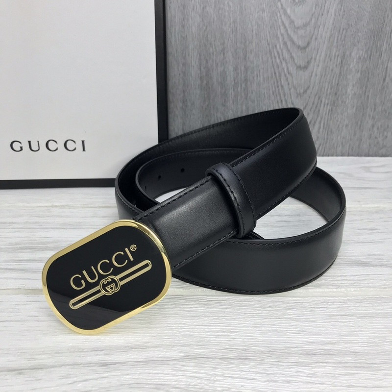 G*u*i leather belt with G*u*i print buckle 547754
