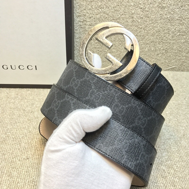 G*u*i interlocking g buckle high-grade artificial canvas belt 411924