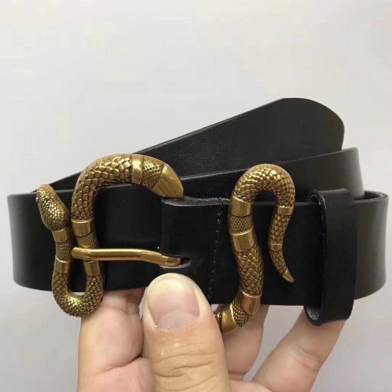 G*u*i leather belt with snake buckle 458935