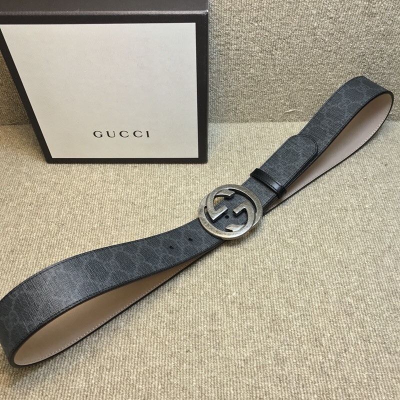 G*u*i interlocking g buckle high-grade artificial canvas belt 411924