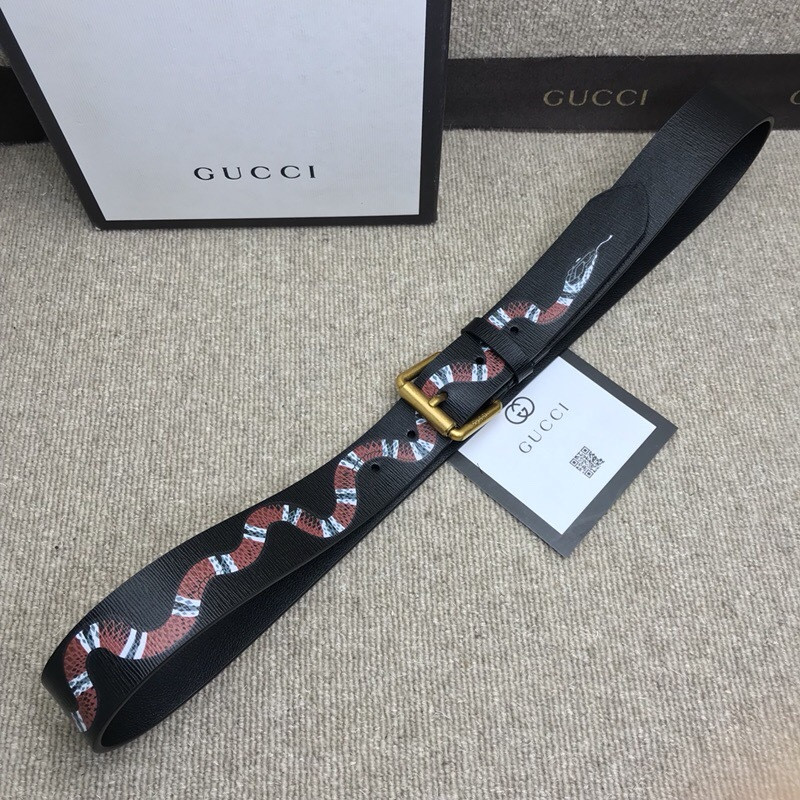 G*u*i leather belt with kingsnake 434520