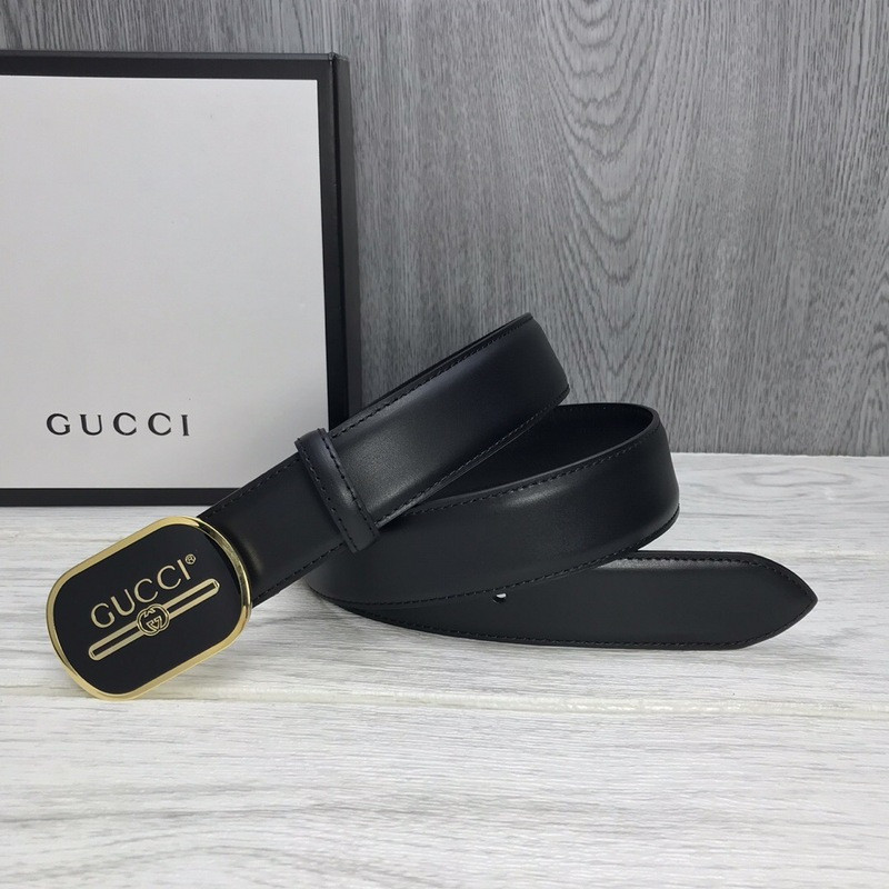 G*u*i leather belt with G*u*i print buckle 547754