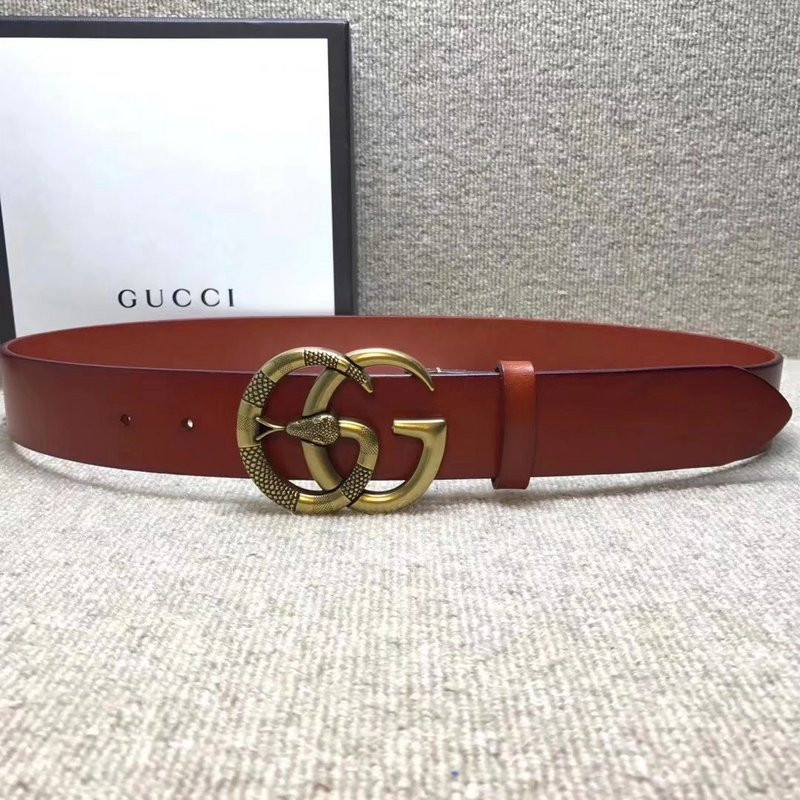 G*u*i leather belt with double g buckle with snake 458949