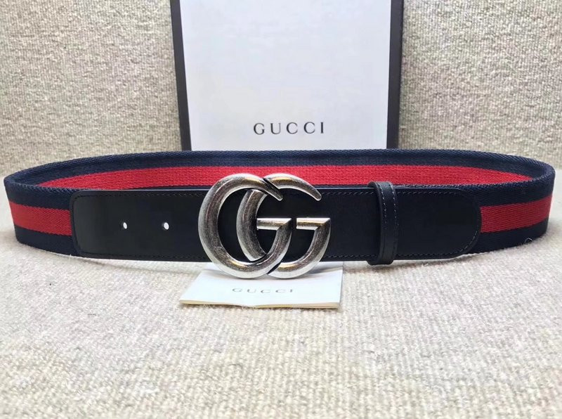 G*u*i gg buckle striped webbing belt w12080-2