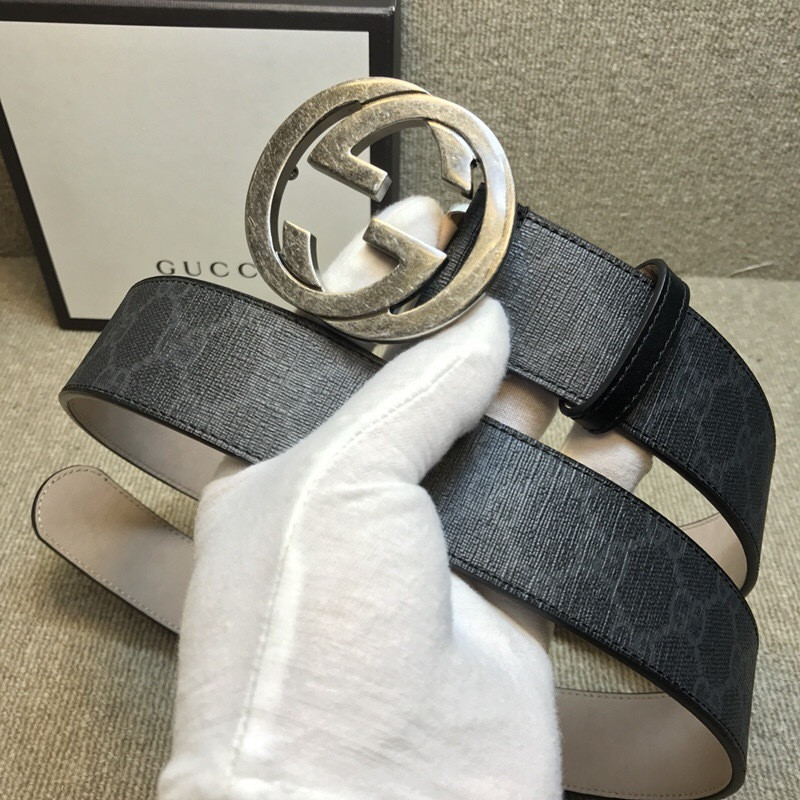 G*u*i interlocking g buckle high-grade artificial canvas belt 411924