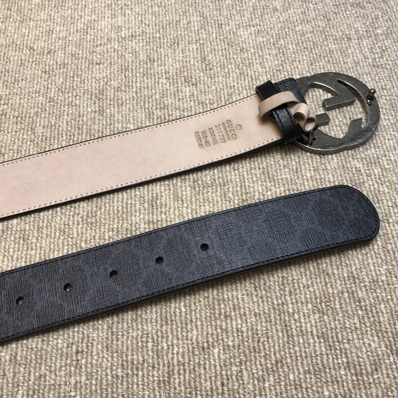 G*u*i interlocking g buckle high-grade artificial canvas belt 411924