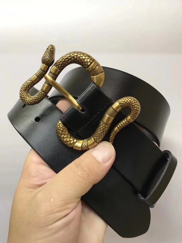 G*u*i leather belt with snake buckle 458935