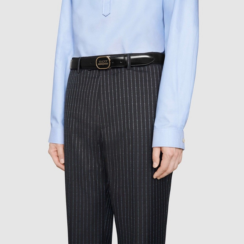 G*u*i leather belt with G*u*i print buckle 547754