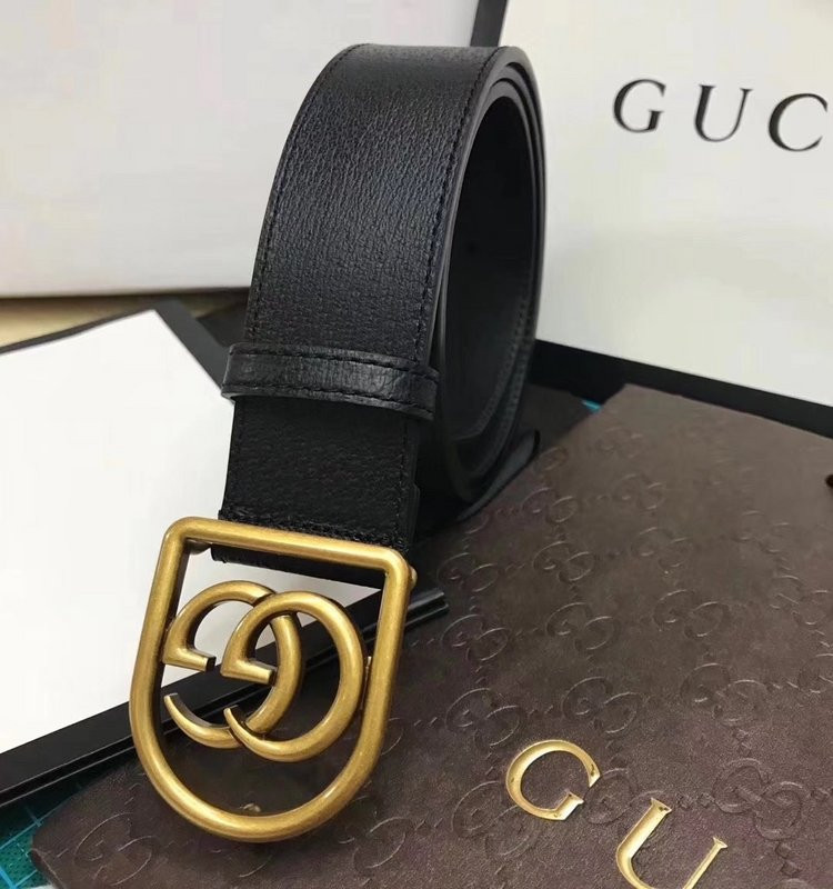 G*u*i ‎leather belt with framed double g 495128
