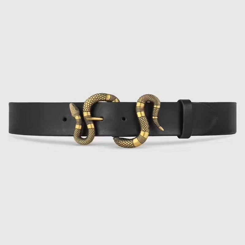 G*u*i leather belt with snake buckle 458935