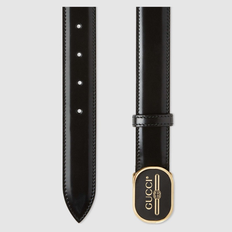 G*u*i leather belt with G*u*i print buckle 547754