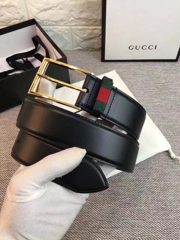 G*u*i leather belt with web w495125